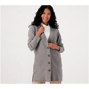 ALL WORTHY HUNTER MCGRADY NEW $84 Button Front Cardigan in Gray Large